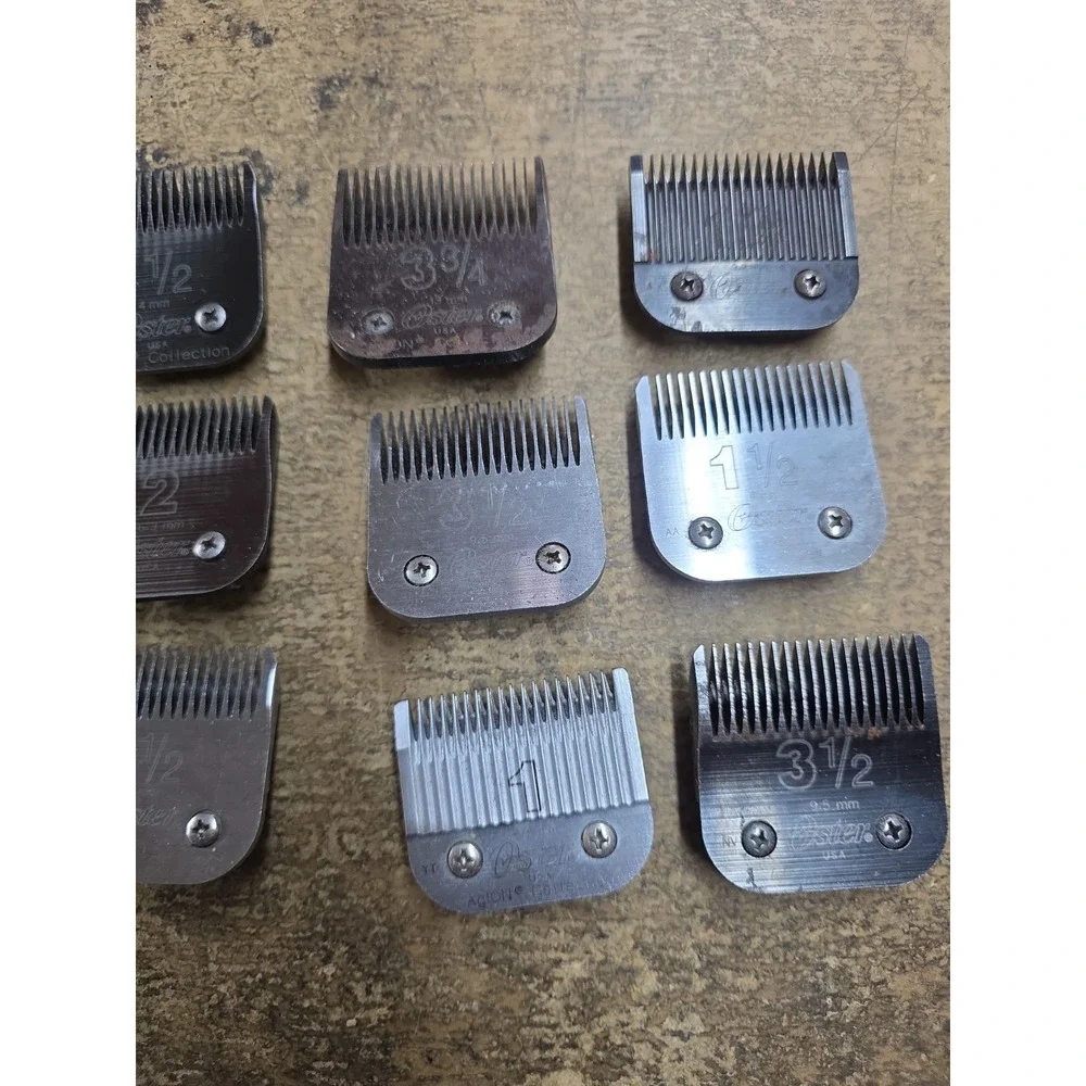 Vtg Lot of 12 OSTER HAIR CLIPPER BLADES Various Sizes Detachable, USA